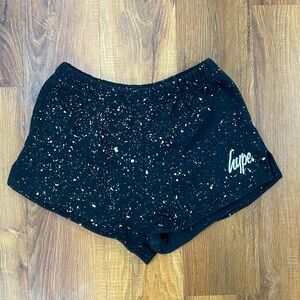 Hype black and white splatter paint shorts size small